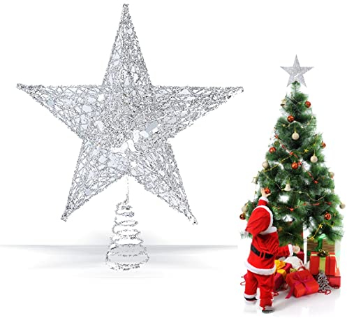 Stern Christbaumspitze, Baumspitze Weihnachten, Metall Design Glitzer Christbaumspitze Stern, Stern-Spitze für Weihnachtsbaum, für Festliche Weihnachten zu Hause Weihnachtsbaum Deko