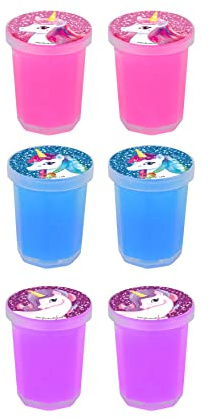 Henbrandt 6 x Mini Slime Pots Unicorn Party Favours for Kids Unicorn Putty Mini Party Bag Favours Loot Bag Fillers Lucky Dip Favours Stocking Fillers for Girls and Boys