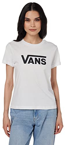 Vans Women's T-Shirt Drop V Ss Crew-b, White-Black, XS