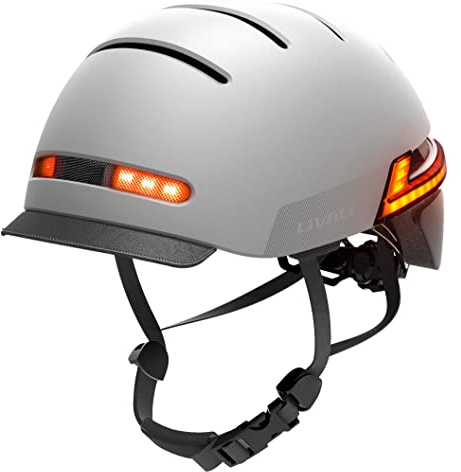 Livall BH51M Neo - Urbaner Smarter Fahrradhelm mit LED Lichtsystem, SOS-Alarmsystem, Multimediaeinheit, Freisprecheinrichtung, Blink- und Bremslicht, Sandstein, M 54-58cm