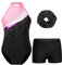 Oyolan Bambino Ragazza Body Ginnastica Strass Stampati con Pantaloncini Palestra Danza Pattinaggio Allenamento Performance Costume 5-16 Anni, Tipo F Nero&rosa, 7-8 Anni