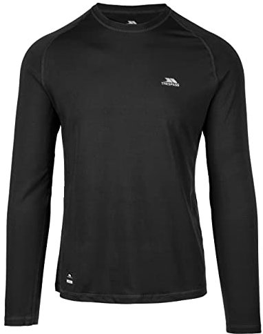 Trespass Mens Base Layer Top Long Sleeve Lightweight Nate Black