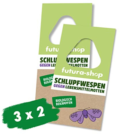 Futura-Shop – Schlupfwespen gegen Lebensmittelmotten mit 2 Karten à 3 Lieferungen – Nützlinge zur effektiven Bekämpfung von Motten in Lebensmitteln – 100% biologischer & giftfreier Mottenschutz