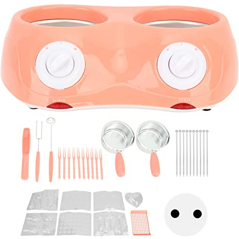 Zerodis Elektrische Schokoladenfondue-Schmelzmaschine mit Doppeltopf und Vielfältigen Einsatzmöglichkeiten (Rosa)