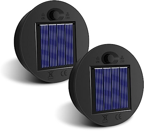 HELESIN Lot de 2 Lampes Solaires de Rechange de 7 cm de Diamètre, avec LED Claires Remplacement de Couvercles Solaires, Étanche IP65 pour Lampes Solaires de Jardin et Bricolage