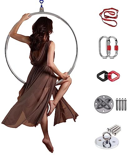 ENHEN Aerial Hoop Dreheteerien Lyra Hoop Ring, Ring, Anfänger/Frauen/Kind/Erwachsene Luftmetall Yoga Swing für Home Fitness Acrobatic Tree, Als Geschenk für Tochter (Size : Diameter-95cm/37)