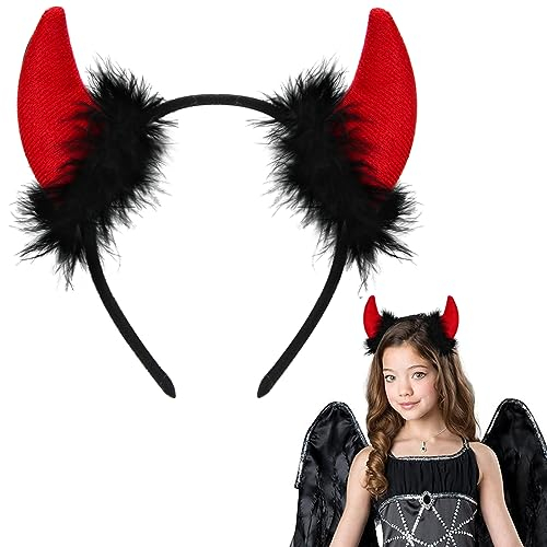 Sprinlot Teufelsohren Haarreif, Hörner Teufel Rot, Haarreifen Halloween, Kostüm Haarschmuck Halloween Fasching Karneval Party