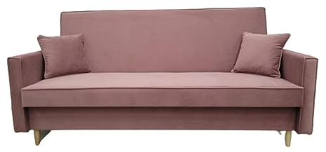 Verona Idee Tagesbett Couch Klappbar mit Stauraum Sofa mit Bettkasten Wohnlandschaft Schlafsofa 210/87/92 Rosa-Farbe