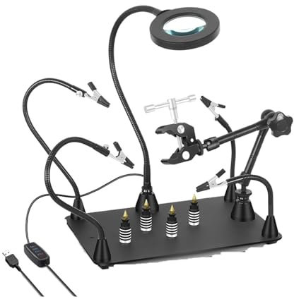 The Third Hand Magnetic PCB Holder Third Hand Tool Flexible Arm Welding Repair Tool Soldering Stand Heat Gun Bracket Helping Hands (Color : SS3MBK-USB)