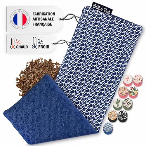 Chill&Rest - Bouillotte micro-onde fabriquée en France - Coussin chauffant micro onde - Bouillotte nuque et dos - Poche de froid - Chauffe cou - Idee cadeau homme - Bleu - La Segaiha