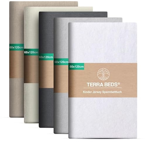 Terra Beds Premium Spannbettlaken 60x120 cm - 160g/m2-100% Hochwertiges Oeko-TEX Baumwoll Jersey Kinder Spannbetttuch – Erhältlich in 10 Farben