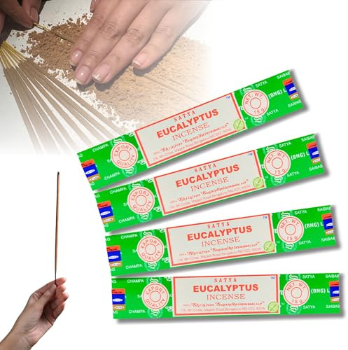 4X Räucherstäbchen Set Original Satya Verschiedene Düfte | Räucherwerk (Eucalyptus)