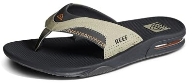 REEF Fanning Men's Bottle Opener Flip Flop, Arch Support, Durable Outsole, Water Friendly, Olive/Sudan, 11 UK