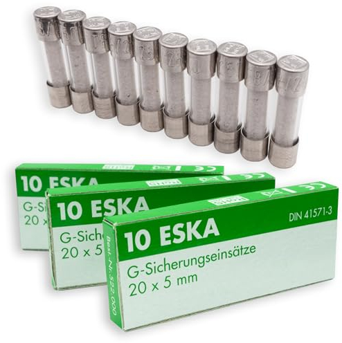 ESKA Feinsicherung 4A Träge 250V AC | 10 Stück Transparent