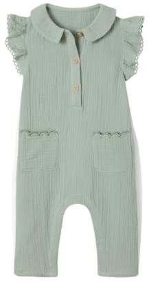 Vertbaudet Mädchen Baby Overall, Schmetterlingsärmel mit Stickerei