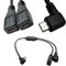 Câble répartiteur micro USB 5 broches mâle vers 2 femelles Y à angle gauche et droit 2 en 1 Adaptateur de charge et de données Câble moyen