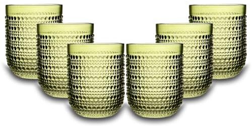 ARCA, Set di 6 Tumbler in Pasta di Vetro, per 6 Persone, Bicchieri Ideali per la Tavola, Resistenti e Duraturi, Lavabili in Lavastoviglie, Collezione Serenity, Colore Verde, 250 ml