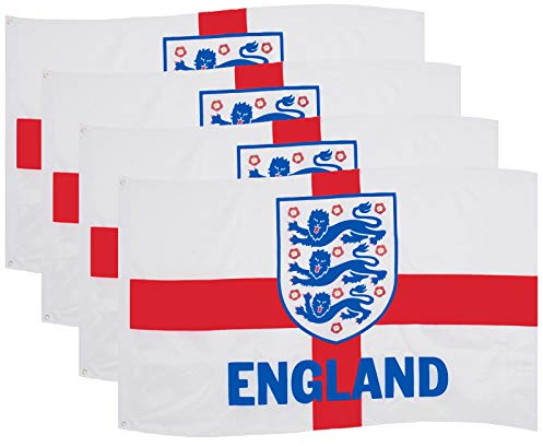 England FA Official Football Gift 3 Lions 5x3ft 4 Pack Crest Body Flag