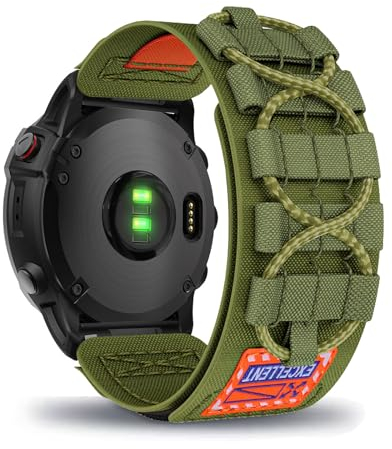 Nylon Armband Kompatibel mit Garmin Fenix 6S/ Fenix 6S Pro Uhrarmband Stoff Sport Klettverschluss Quick Fit Armbänder Ersatz für Garmin Fenix 6S/ Fenix 6S Pro (grün)