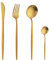 Buyer Star 32 Pieces Matte Gold Cutlery Set, Flatware Set Service for 8,Stainless Steel Silverware Set with Knives Spoons Forks, Dishwasher Safe