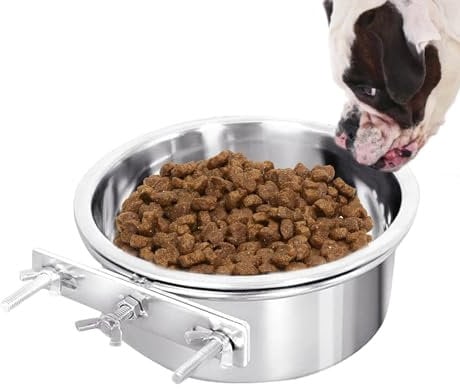 Dog Bowls - Outdoor Dog Water Bowl, Cage Coop Hook Cup | Stainless Steel Dog Water Bowl, Food Bowl Crate Water Bowl, Pets Feeder Bowl Water Bowl, Wall Mounted Pet Comfort Feeding Bowls with Holder fo