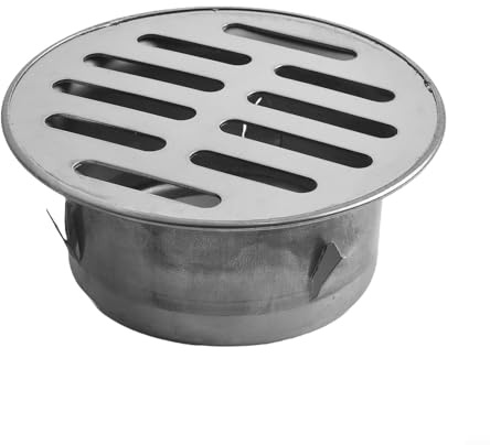 ZAMETTER Cubierta de drenaje de suelo de acero inoxidable para techo, patio, suelo, baño, cubierta de drenaje extraíble redonda para tubo de lluvia, filtro de rejilla para fregadero (90 mm)