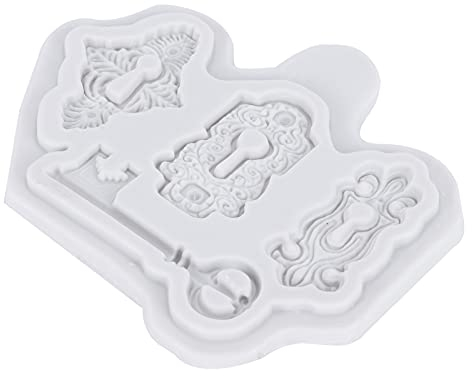 KIMISS Silikonform, Schlüsselloch-Schlüsselmuster für Fondant, Schokolade, Backen, Kuchen, Dekorationswerkzeuge, Vintage, Großer 3D-Schlüssel in Form für Tonarbeiten und Alice Im