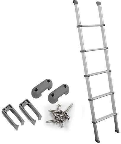 Bunk Bed Ladder for Trailer, Aluminium Alloy Top Bunk/Camper/House Motorhome Attic Stairs,Lightweight 5 Step Hook-on Climb Ladder with Mounting Brackets)