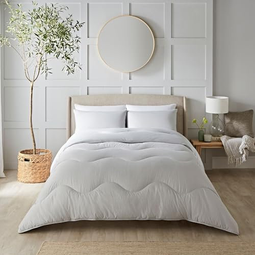 Night Lark Coverless Duvet and Pillowcase Set, Seersucker Collection – Coverless Duvet King Size 4.5 Tog with Advanced Smartfil® Fibre, Machine Washable – Nordic Mist Grey, King Bed Size