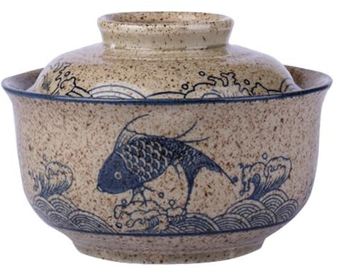Ensemble de bols à soupe en céramique 800 ml, grands bols japonais, vaisselle traditionnelle asiatique, pour Udon, pâtes, pho, soba, céréales et salade (Osier) (poisson)