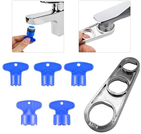 Sondeng 9 Größen Wasserhahn Schlüssel für Strahlregler M28/M24/M22/M21.5/M20/M18.5/M18/M16.5/M16, Perlatoren für Wasserhahn Sieb Schlüssel Zinklegierung Mischdüse