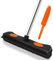 Rubber Broom with Scraper, 160cm Long Handle Silicone Carpet Brush Pet Hair Remover, Push Hair Removal Tool with Portable Fine Bristle Comb for Cleaning Carpet, Tile, and Hardwood Floors (Black)