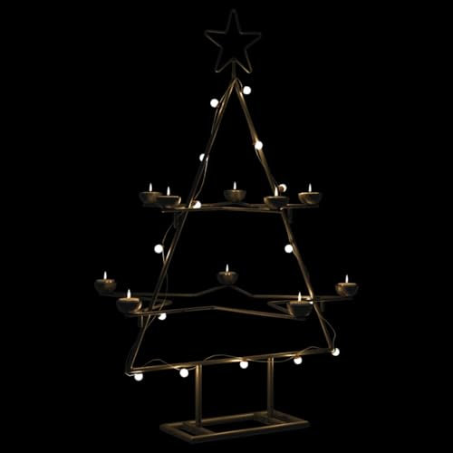 Iiaky 4018962 Albero di Natale Decorativo in Metallo Nero 75 cm Albero di Natale Struttura in Metallo Decorazione Natalizia Design Minimal Artificiale Arredamento Natalizio Addobbo