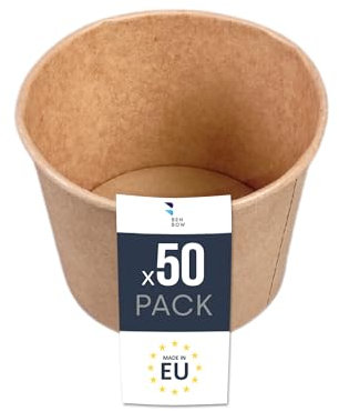 BenBow Conteneur jetable en papier kraft 50 x 870 ml, adapté aux plats chauds et froids, étanche.