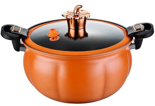 Marmite 8L Mini autocuiseur à chauffage rapide avec poignées verrouillables, marmite antiadhésive avec couvercle marmite à ragoût de citrouille pour cuisinières à gaz, à induction et électriques