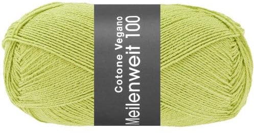 LANA GROSSA Meilenweit Cotone Vegano| Die Alternative ohne tierische Fasern | Handstrickgarn aus 76% Baumwolle, 14% Polyamid & 10% Polyester | 100g Wolle zum Stricken & Häkeln | 420m Garn FB26