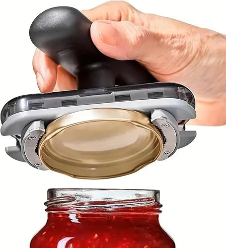 Apriscatole, apribottiglie a vite, apribottiglie di sicurezza, in acciaio inox, manuale, apribottiglie per anziani, con manico antiscivolo e manopola ergonomica (nero)