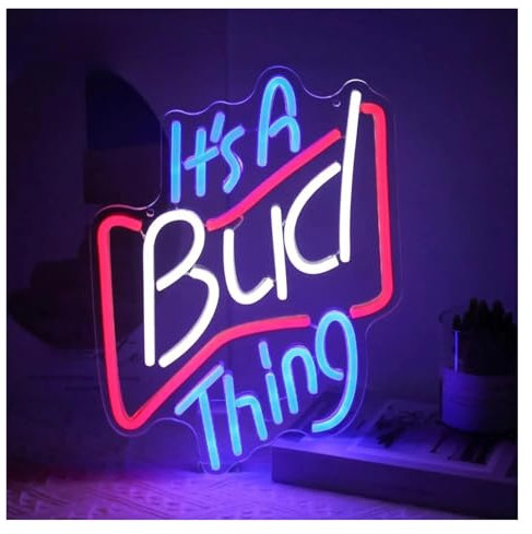 BYNGQW Hanging Art Neon Signs It's A Bud Thing Neon Sign LED Light Dimmable USB Powered for Man Cave Bar Bedroom Dining Room Game Room Pub Wall Decor 33cmx33cm