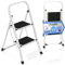 Escalera Plegable 4 Peldaños con Estructura de Acero y Peldaño Antideslizante | Taburete Portátil de Tijera | Escaleras Plegables Domésticas - Step Ladder para Hogar, Oficina y Cocina (2 Peldaños)