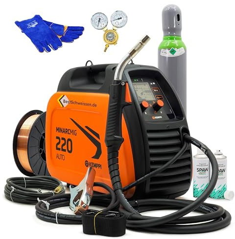 Schweißgerät MIG MAG Bestschweissen.de Kemppi MinarcMIG 220 Auto - Fülldraht Schweißgerät ohne Gas, Inverter Schweissgerät mit Drahtvorschub, 230V, 220A, 3 Jahre Garantie