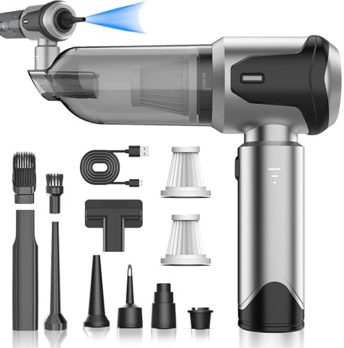 DkevEu 20000Pa Kabelloser Handstaubsauger - 4-in-1 Auto Staubsauger mit Brushless Motor, USB-C Mini Handstaubsauger, 6000mAh Stark Akku & 35 Min Laufzeit - Für Haus, Auto, Büro und Tierhaare