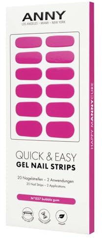 ANNY Gel Nail Strips, UV Nagelfolie zum Aufkleben, Weiches Magenta | Haltbar & splitterfrei, Einfache Anwendung