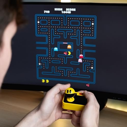 Fizz Creations PAC-Man Plug & Play – Retro Gaming Console with Wireless Controller & Classic PAC-Man Gameplay, Plug-and-Play TV Arcade Game for All Ages.