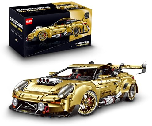 FigureArt Technik Sportwagen Auto Bausatz, GULY 10640, 3824 Teile mit Motoren und LED Groß Ferngesteuert Auto Klemmbausteine für Erwachsene(Originalverpackung) (Statische Version)