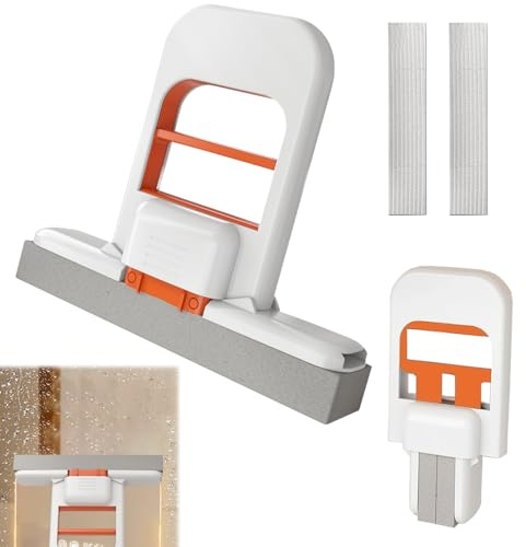 Mini Fregona de Escritorio, 1 Mini Mop+2 Cabezas de Trapeador, Mini Trapeador Portátil de Mano, Trapeador Esponja Portátil, Mini Fregona de Mano, para Ventanas, Pared, Azulejos, Escritorio, Coche (B)