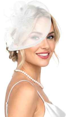 VLYX Fascinator-hatt - Huvudbonad för te- och cocktailfester, klassisk vintage pillbox-hatt för kvinnor och tjejer