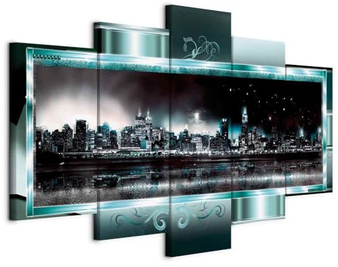 B&D XXL Cuadros Leinwandbild New York 100x50cm, 100x50 cm, 5-teilig