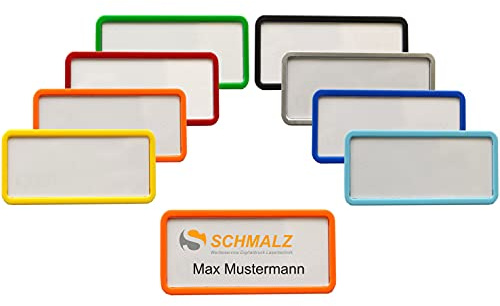 50 Stück Kunststoff Namensschilder 75x37mm versch.Farben ABS-Kunststoff Nadel und Magnet (rot)