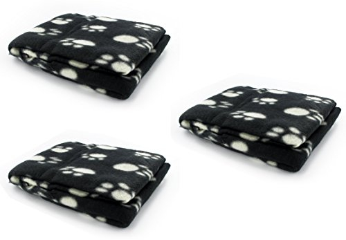 MOTTDAM 3 x Black Soft Fleece Warm Pet Dog/Cat Bed Blankets