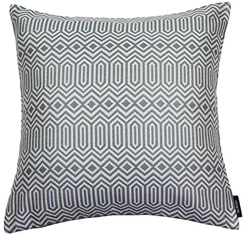 McAlister Textiles Colorado | Kissenbezug für Kissen in Wedgewood Blau | 43 x 43 cm | Gewobenes geometrisches Jacquard Muster | Ethno-Design Deko Kissenhülle für Sofa, Couch